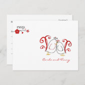 RSVP houdt van vogels en kersenbloesems PC Uitnodiging Briefkaart (Voorkant / Achterkant)