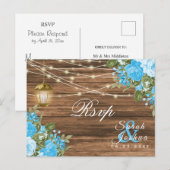 RSVP - Hout, Lantaarns en Baby Blue Bloem Briefkaart (Voorkant / Achterkant)