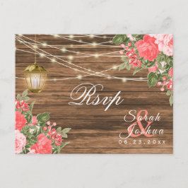 RSVP - Hout, Lantaarns en Koraal Bloem Briefkaart