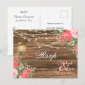 RSVP - Hout, Lantaarns en Koraelbloem Briefkaart (Voorkant / Achterkant)