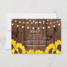 RSVP Houten Bruiloft Rustieke Zonnebloemen Bloemka