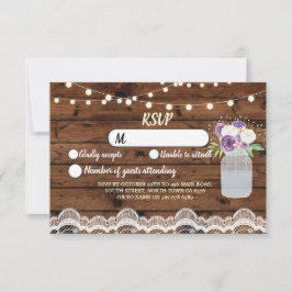 RSVP Houten Kant Werk Huwelijk Rustieke Lichten Bl Kaart