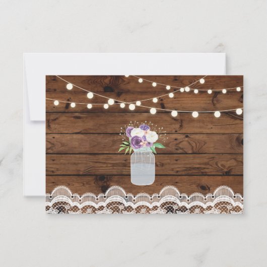 RSVP Houten Kantstrook Trouw Rustieke Lichten Bloe Kaart (Achterkant)