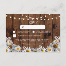 RSVP Houten Trouwkaart met Rustieke Madeliefjes Bl Kaart