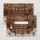 RSVP Houten Trouwkaart Rustieke Madelief Bloem Kaa Kaart (Voorkant / Achterkant)