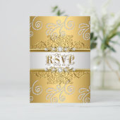 RSVP Huwelijk Elegante Gouden Zilveren Lace Diaman (Staand voorkant)