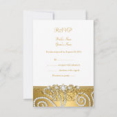 RSVP Huwelijk Elegante Gouden Zilveren Lace Diaman (Achterkant)