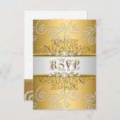 RSVP Huwelijk Elegante Gouden Zilveren Lace Diaman (Voorkant / Achterkant)