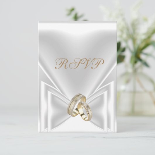 RSVP Huwelijk Elegante Wit Gouden Ringen (Staand voorkant)