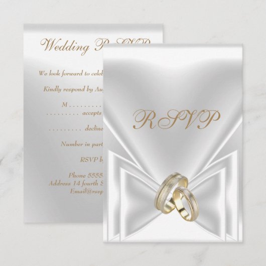 RSVP Huwelijk Elegante Wit Gouden Ringen (Voorkant / Achterkant)