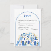 RSVP Huwelijk Grieks Santorini Griekenland Blauw Kaart (Voorkant)