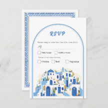 RSVP Huwelijk Grieks Santorini Griekenland Blauw