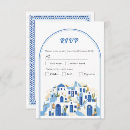 RSVP Huwelijk Grieks Santorini Griekenland Blauw Kaart