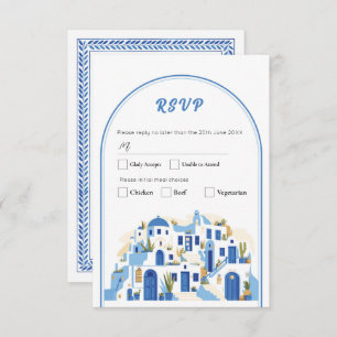 RSVP Huwelijk Grieks Santorini Griekenland Blauw Kaart