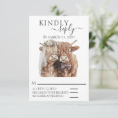 RSVP Huwelijk Highland koe Kaartje (Staand voorkant)