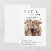 RSVP Huwelijk Highland koe Kaartje (Voorkant / Achterkant)