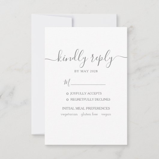 RSVP-huwelijk met keuze uit maaltijden RSVP Kaartje (Voorkant)