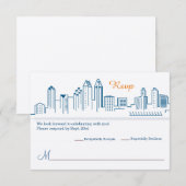RSVP-huwelijk met skyline van San Diego RSVP Kaartje (Voorkant / Achterkant)