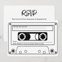 RSVP Huwelijk Retro Muziektape 80's Stijl Kaart
