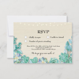 RSVP Huwelijk Rustieke Mint Succulenten Kaarten Ui Kaartje