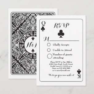 RSVP Huwelijk Spelen Reageerkaart K Q Ace Klaveren Kaart