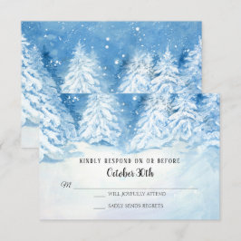 RSVP Huwelijk Winter Woud Besneeuwde Bomen Aquarel Kaart