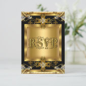 RSVP-huwelijksaankondiging Elegant Goud Bloemrijk  RSVP Kaartje (Staand voorkant)