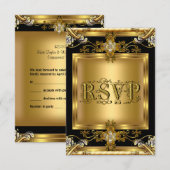 RSVP-huwelijksaankondiging Elegant Goud Bloemrijk  RSVP Kaartje (Voorkant / Achterkant)