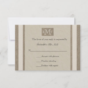 RSVP huwelijksuitnodiging - Burlap perkament look Kaartje