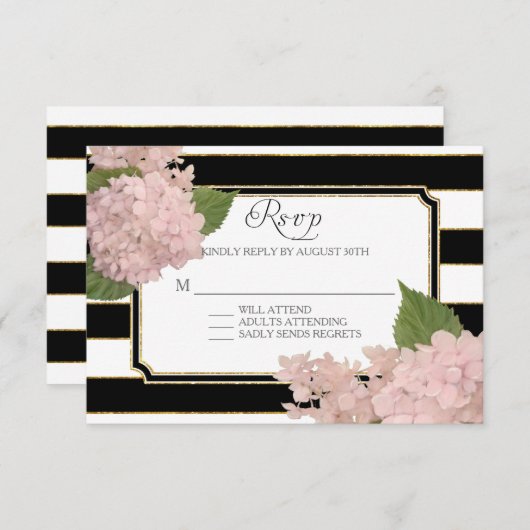 RSVP Hydrangea Modern Elegant Zwart Wit Streep (Voorkant / Achterkant)