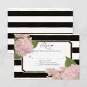 RSVP Hydrangea Modern Elegant Zwart Wit Streep Kaartje (Voorkant / Achterkant)