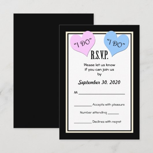 RSVP I DO Trouwkaart Kaartje (Voorkant / Achterkant)