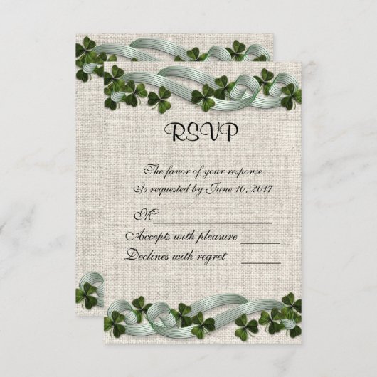RSVP Iers linnen en shamrocks (Voorkant / Achterkant)