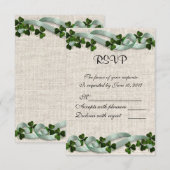 RSVP Iers linnen en shamrocks Kaartje (Voorkant / Achterkant)