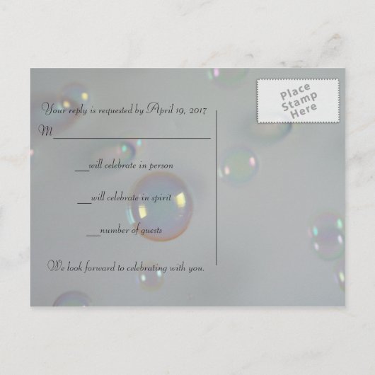 RSVP in luchtbellen Uitnodiging Briefkaart (Achterkant)