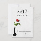 RSVP in vase met een enkele roodroos bruiloft (Voorkant)