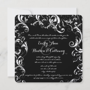 RSVP inbegrepen op kaart- Fancy Swirl Huwelijk Kaart
