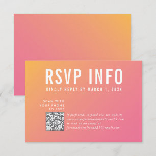 RSVP INFO KAART modern roze geel qrcode