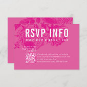 RSVP INFO KAART moderne bloemen  roze qrcode (Voorkant / Achterkant)