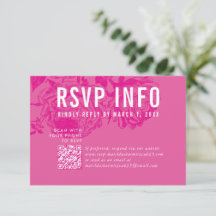 RSVP INFO KAART moderne bloemen  roze qrcode