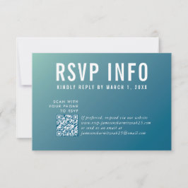 RSVP INFO KAART moderne donkerblauwe mint qrcode