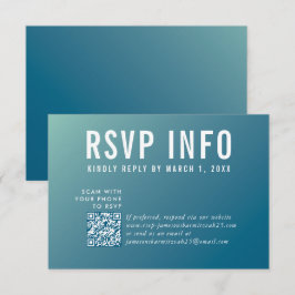 RSVP INFO KAART moderne donkerblauwe mint qrcode