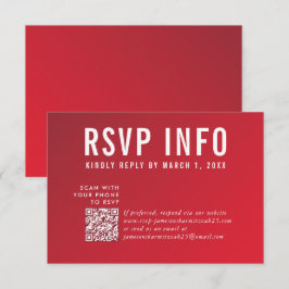 RSVP INFO KAART moderne donkerrode bordeauxrode qr