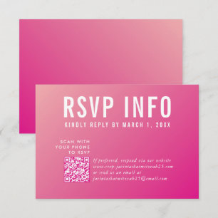 RSVP INFO KAART moderne  felroze qrcode