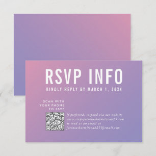 RSVP INFO KAART moderne paarse roze qrcode