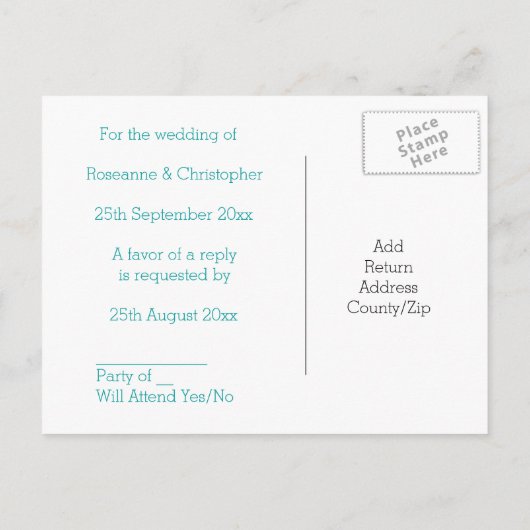 RSVP Insert Briefkaart Mint Butterfly Heart (Achterkant)