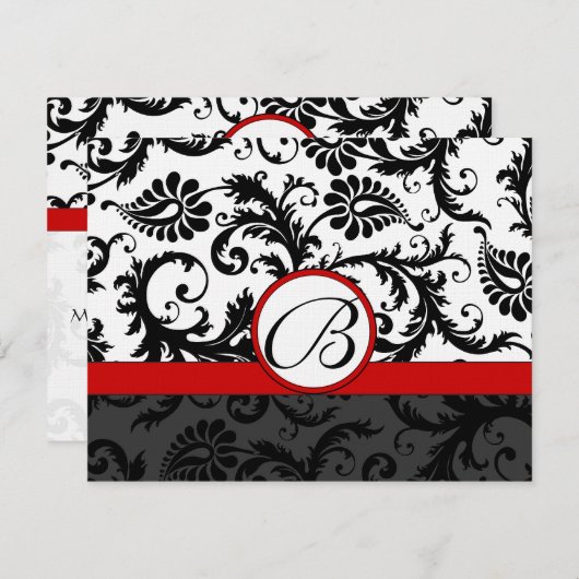 RSVP Insert Response Black Damask Red Trim (Voorkant / Achterkant)