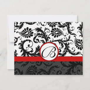 RSVP Insert Response Black Damask Red Trim Kaartje