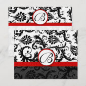 RSVP Insert Response Black Damask Red Trim Kaartje (Voorkant / Achterkant)