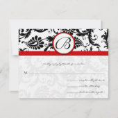 RSVP Insert Response Black Damask Red Trim Kaartje (Achterkant)